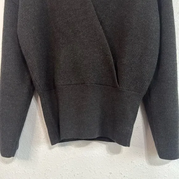 NWOT Babaton Women Heather Charcoal Atticus Merino Wool V-Neck Sweater Sz Small - Picture 9 of 11